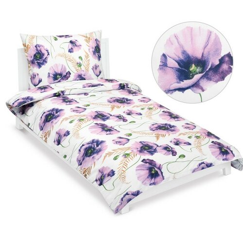 Bellatex Lenjerie de pat din bumbac Violet cuflori, 140 x 200 cm, 70 x 90 cm