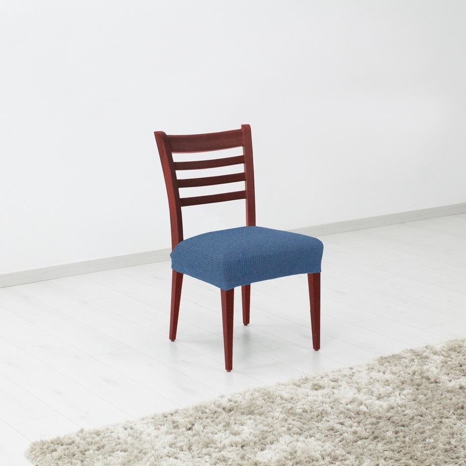 Fotografie Forbyt Napínací potah na sedák židle Denia modrá, 45 x 45 cm, sada 2 ks