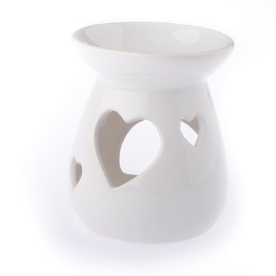 Aroma-lampă din ceramică Inimă albă, 11 x 10 cm