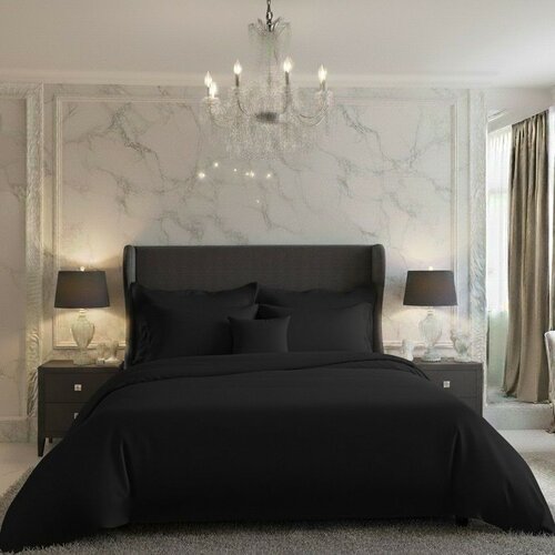 Kvalitex Saténové povlečení Luxury Collection černá, 200 x 200 cm, 2ks 70 x 90 cm