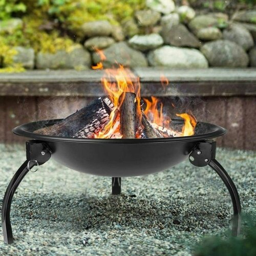 Gartenfeuerstelle mit Deckel Schwarz, Durchmesser 56 x 39,5 cm