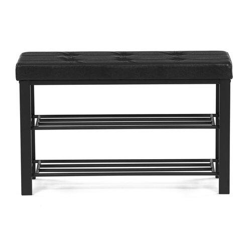 Suport pentru pantofi cu scaun, negru