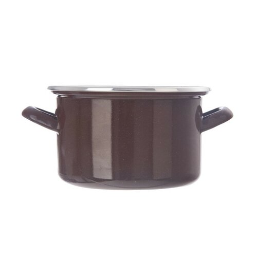 Orion Garnek emaliowany z rantem Brown, 2 l