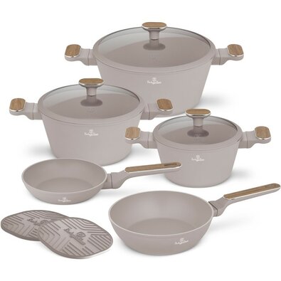 BerlingerHaus Set de vase cu suprafață din titan Taupe Nordic, 10 piese