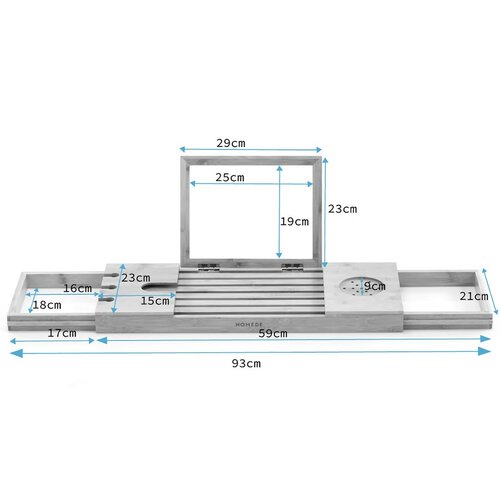 Badewannenablage aus Bambus Meledyn, 93 x 23 x 4,5 cm