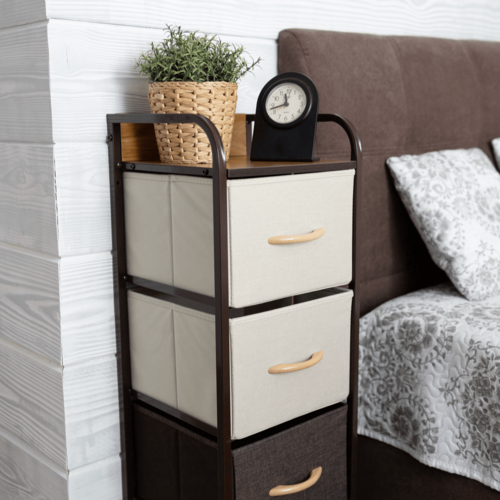 Comodă cu sertare din material textil HAZEL TIP 1,maro