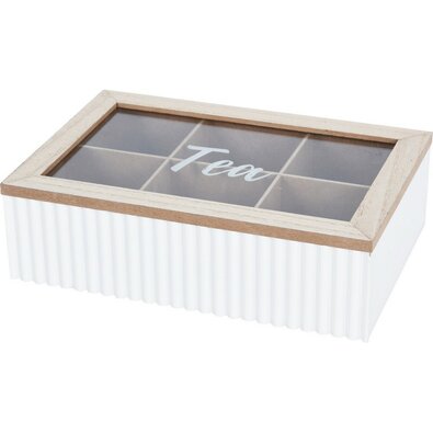Cutie pentru pliculețe de ceai Stripes alb, 24 x 7x 16 cm