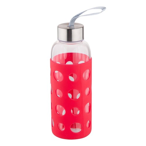 Altom Üveg vizes palack szilikonhuzatban 425 ml, piros