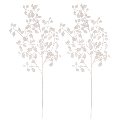 Set de ramuri artificiale Lunaria, 2 bucăți, alb,înzăpezite, 85 cm