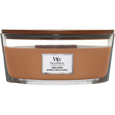Woodwick Vonná svíčka loď Santal Myrrh, 453 g