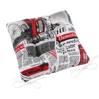 Подушка для сидіння Ema стьобана Газета червона,40 x 40 см