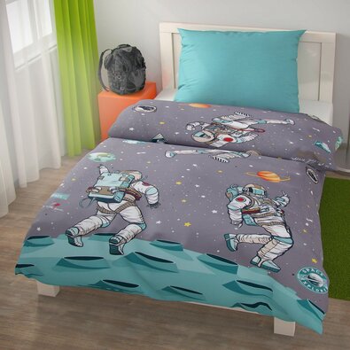 Lenjerie de pat pentru copii SPACE din bumbac , 140 x 220 cm, 70 x 90 cm
