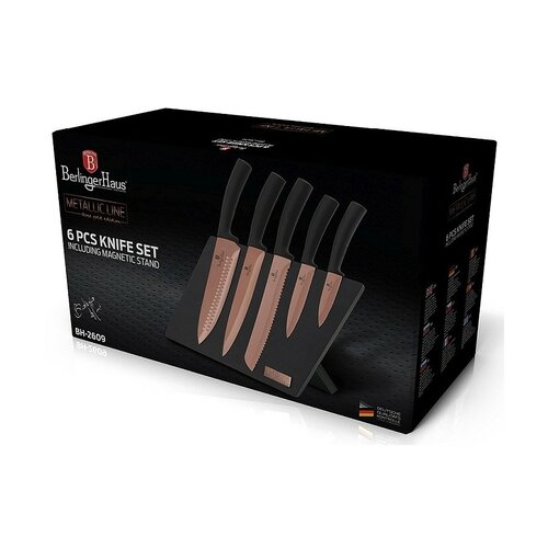 Berlinger Haus 6-teiliges Messerset mit Magnetständer Rosegold Metallic Line
