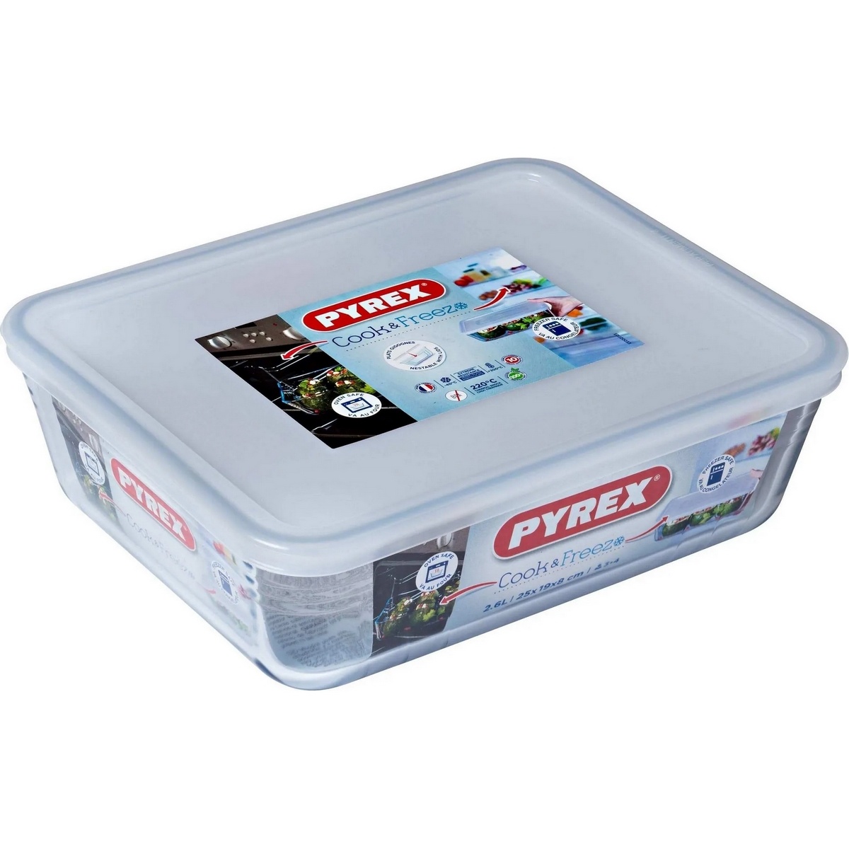 Pyrex üveg edény Cook & Freeze 2,6 l, 24 x 19 x 8 cm, 2,6 l