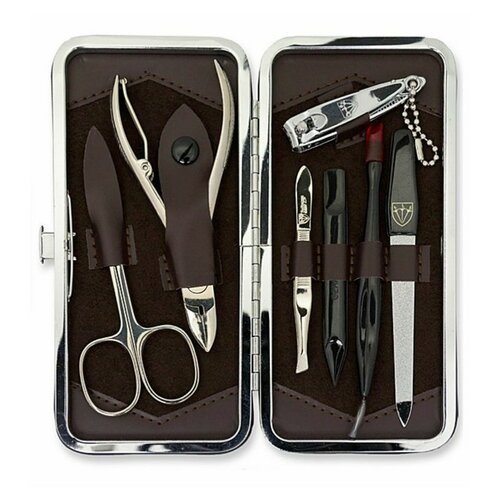 Kellermann 7779 set za manikura, vzorec krokodiljekože, rjava