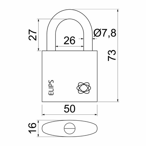 Medeninasta ključavnica RV.ELIPS.50