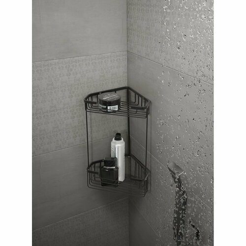 GEDY 2482-14 Smart kétszintes sarokpolc 20 x 32,5x 15,1 cm, fekete matt