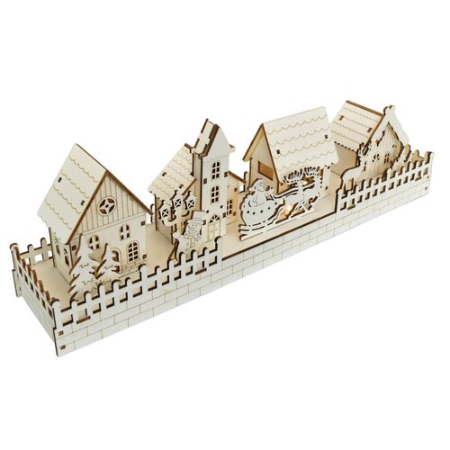 Vianočná svietiaca dekorácia Zasnežená dedinka, 40 x 13 x 8 cm, LED