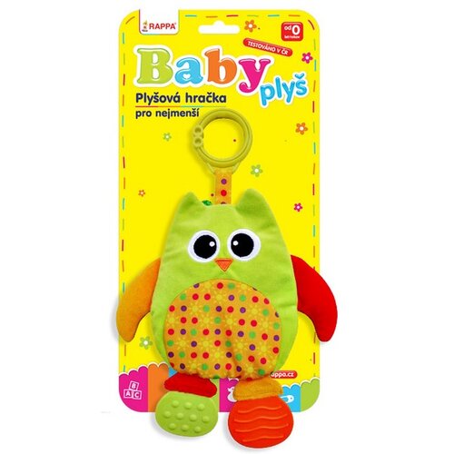 Baby Kniha plyšová Sova s hryzátkom a klipom
