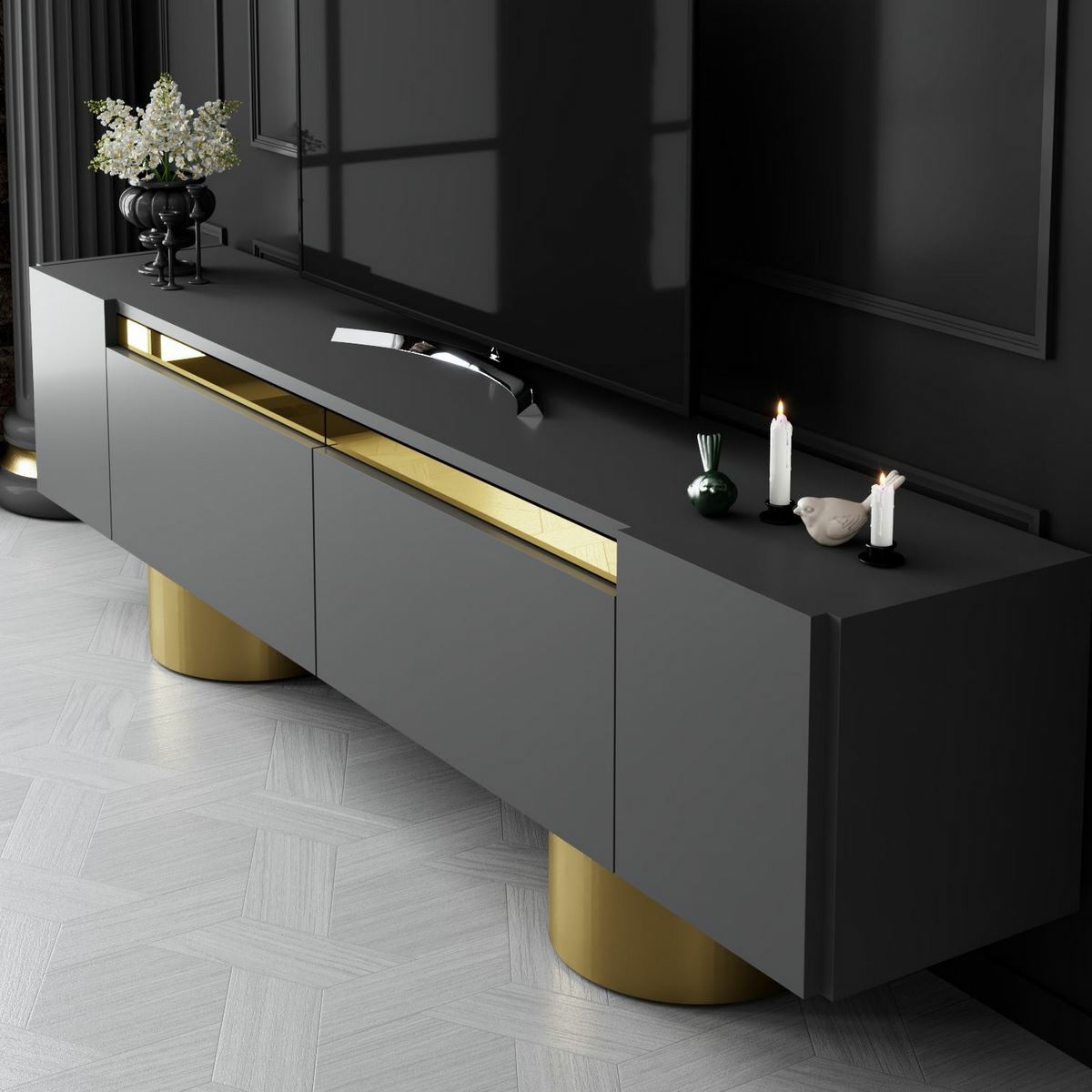 Televízny stolík Bohom Anthracite and Gold