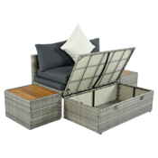 Kerti rattan szett DEBRA, szürke/természetes/krém