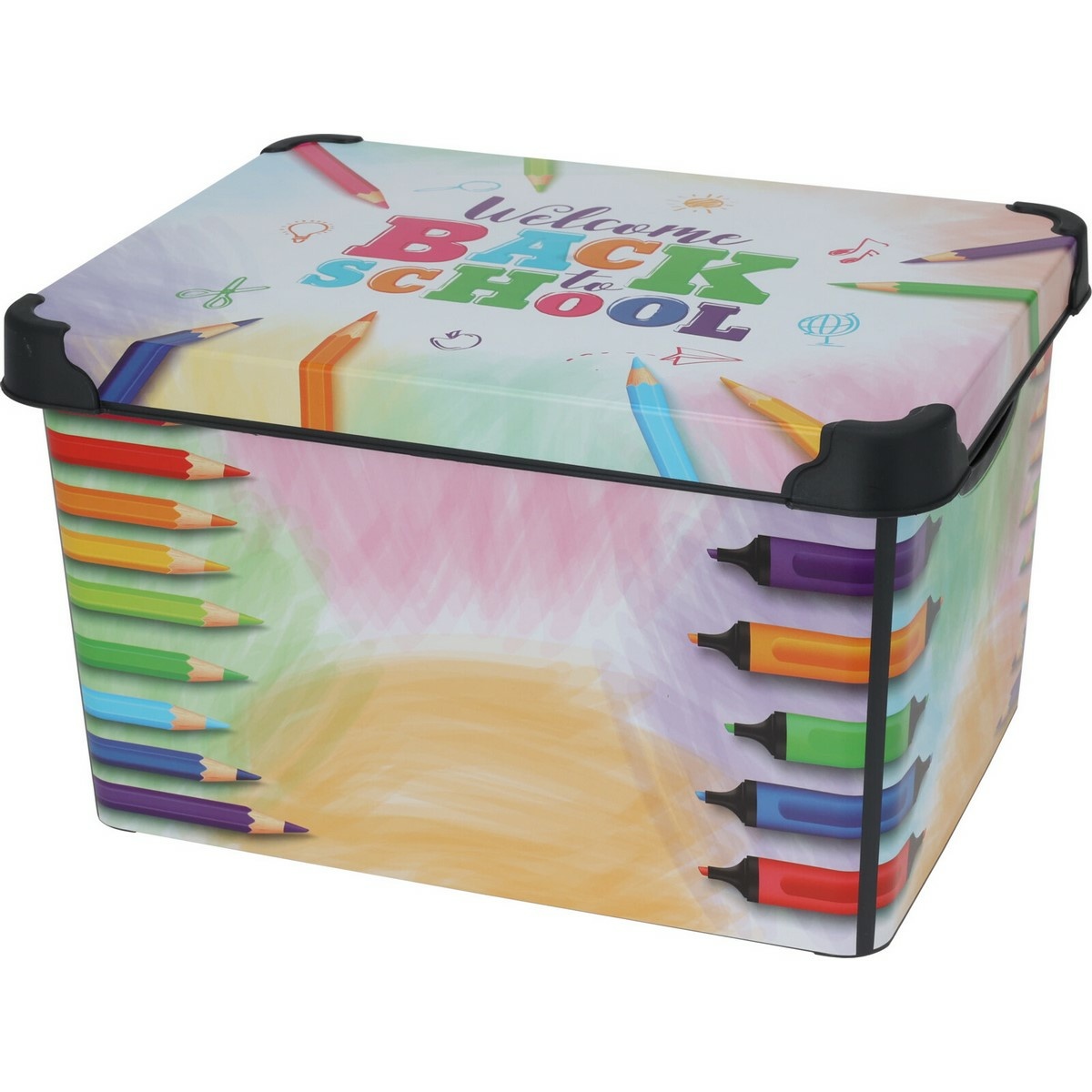 Pencils gyerek tárolódoboz fedéllel, 41 x 30 x 24 cm, 22 l, műanyag