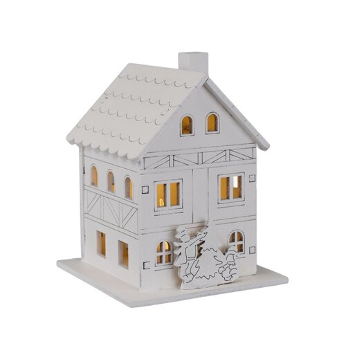 Decorațiuni luminoase de Crăciun Casă din lemn, 8x 10 x 8 cm, LED