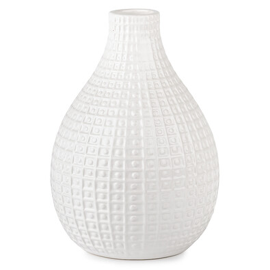 Vază ceramică Pompei, alb, 28 cm