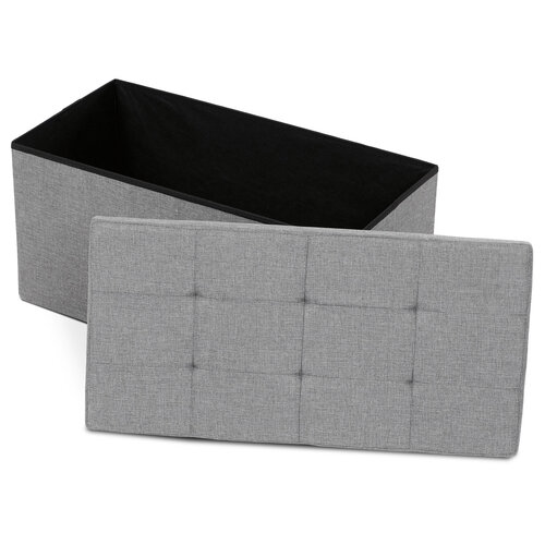 Taboret z miejscem do przechowywania, szary, 76 x 37 x 37 cm