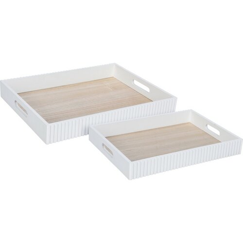 Set de tăvi de servire Stripes albe, 2 buc