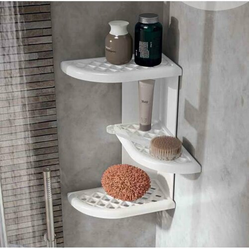 GEDY 8579 Oscar Eckregal für Dusche 23 x 37,5 x 23 cm, ABS-Kunststoff, Weiß