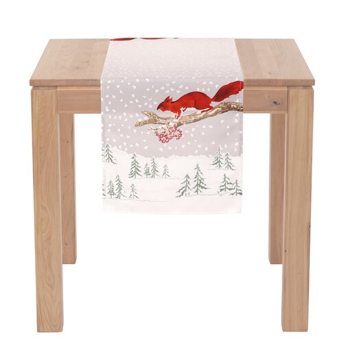 Běhoun s vánočním motivem Zasněžená krajina s veverkou, 40 x 150 cm