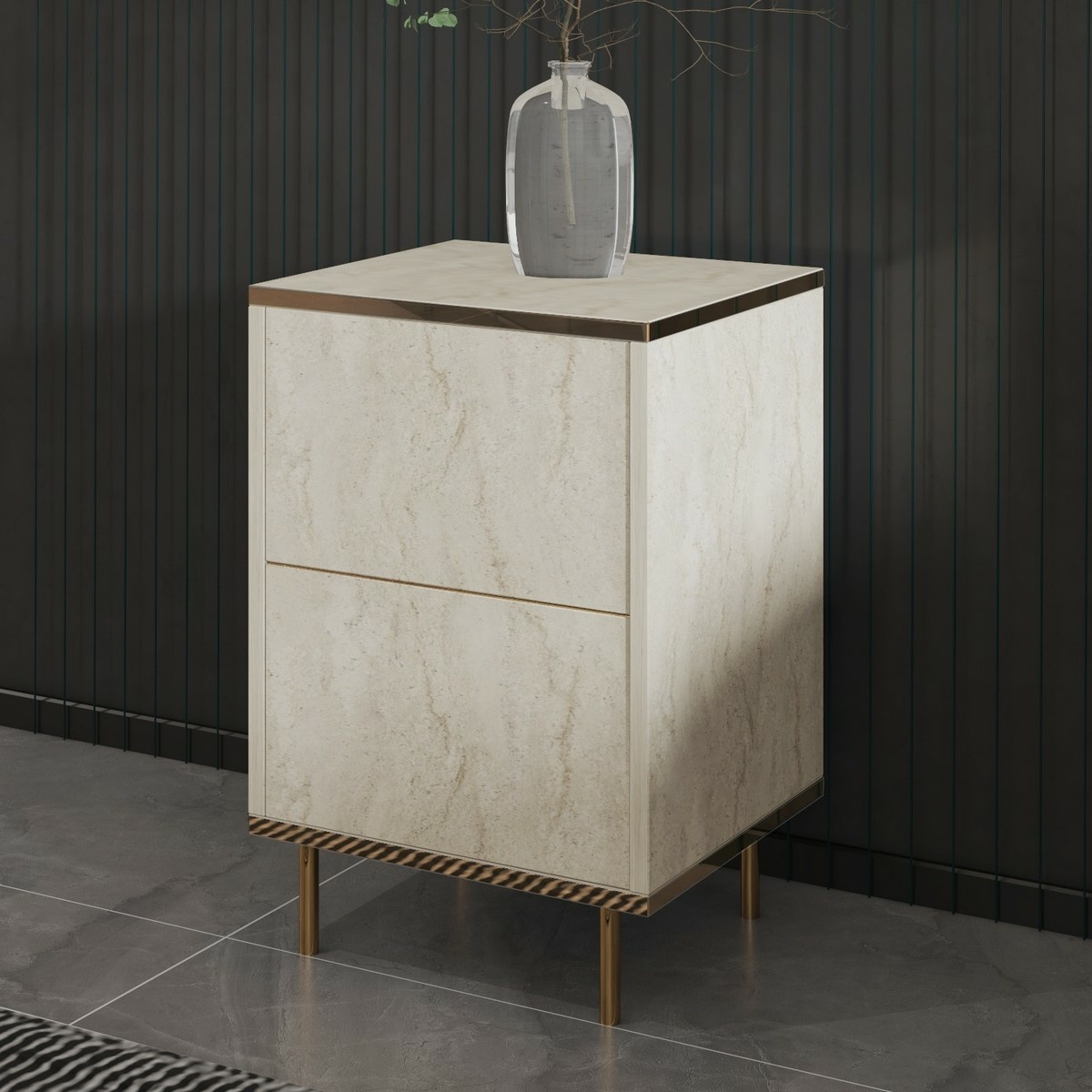 Nočný stolík Imaj Travertine and Gold