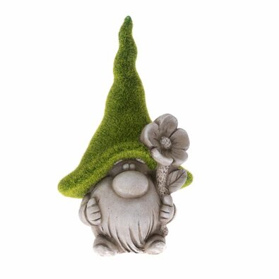 Keramična dekoracija škrat Mechový čepec, 19 x12,5 x 31 cm