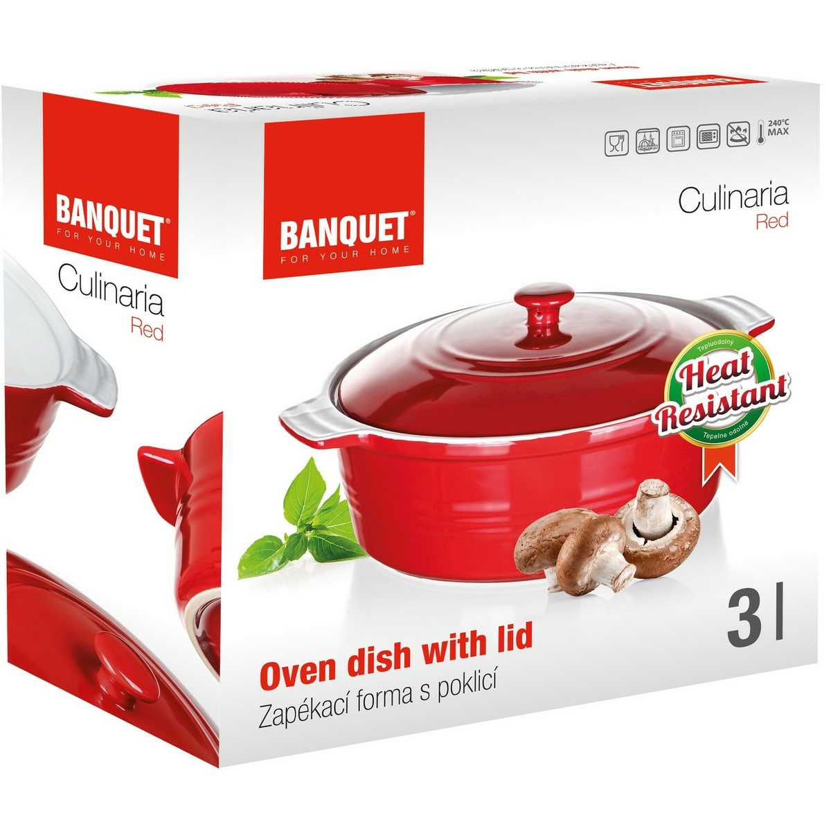 Banquet Forma zapekacia okrúhla s pokrievkou Culinaria Red 3 l, 3 l