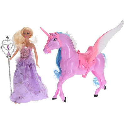 Păpuşă cu unicorn, roz