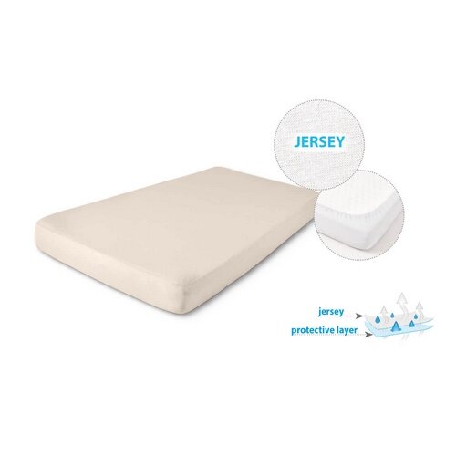 Matex Jersey непромокальне простирадло світло-бежеве, 90 x 200 x 20 см