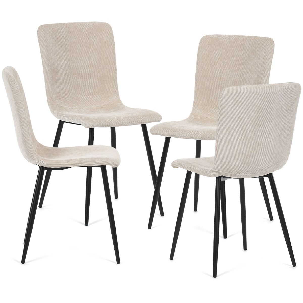 Fotografie Sada jídelních polstrovaných židlí 4 ks, bílá, 42 x 88 x 52 cm