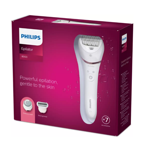 Philips Epilator do golenia na mokro i sucho 7w1 BRE730/10, Series 8000