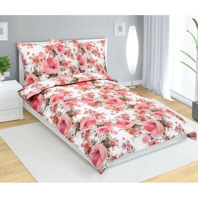 Bellatex Baumwollbettwäsche Hibiskus rosa, 140 x 200 cm, 70 x 90 cm