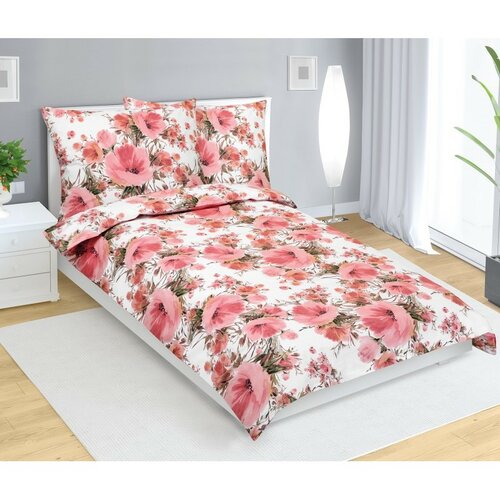 Bellatex Baumwollbettwäsche Hibiskus rosa, 140 x 200 cm, 70 x 90 cm