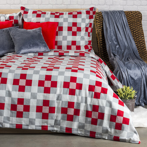 Lenjerie pat 2 pers. 4Home Checker, flanel, 220 x 200 cm, 2x 70 x 90 cm