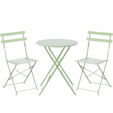 Mobilier de grădină pliabil Aldotrade Bea verde, set masă și 2 scaune
