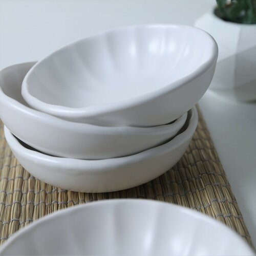 Sada 6 kameninových misek Laguna 12 cm, bílá