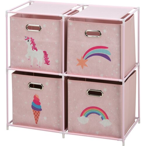 Dulap pentru copii Storage Solutions cu 4 cutii de depozitare, 68 x 35 x 70 cm