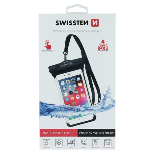 SWISSTEN Vodotesné puzdro pre smartphone IPX8 čierna