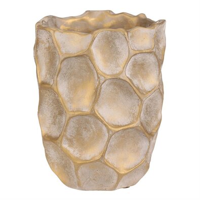 Osłonka betonowa na kwiaty Plaster miodu, rozm. M, szer. 16 cm, beżowo-złoty