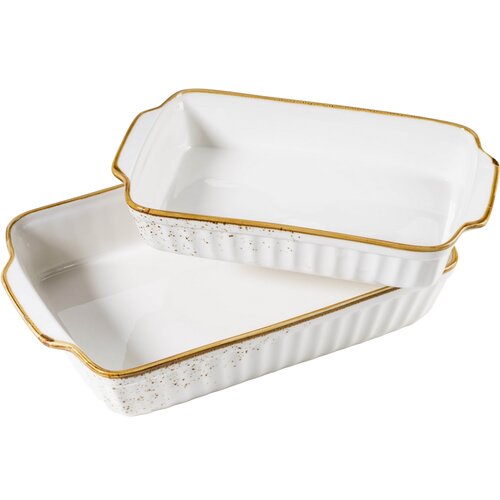 Mäser Set de 2 vase pentru copt Pintar White cupuncte maro