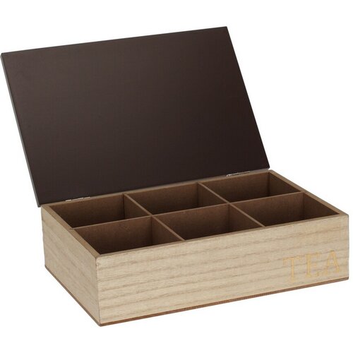 Cutie din lemn pentru pliculețe de ceai Ribbon,24 x 7 x 16 cm, maro închis