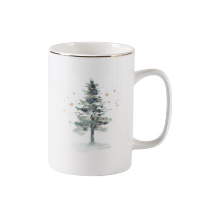 Misty Forest Christmas tree porcelán bögre, 300 ml